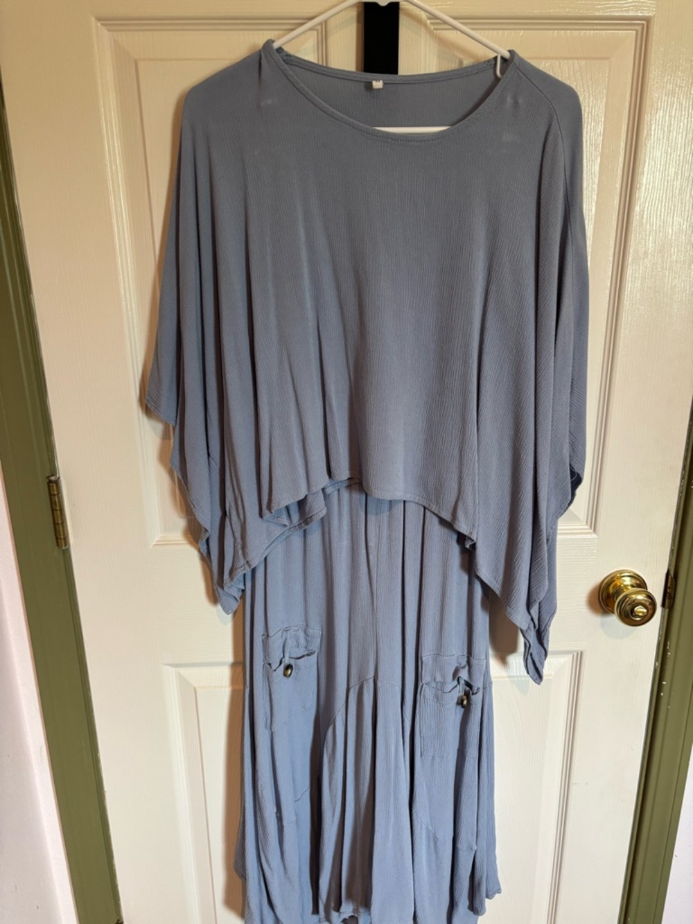 Soft Light Blue Textured Shift Top